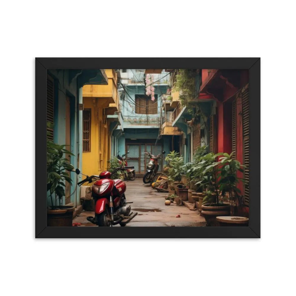 India Floral Street Framed Poster - Oh Posters