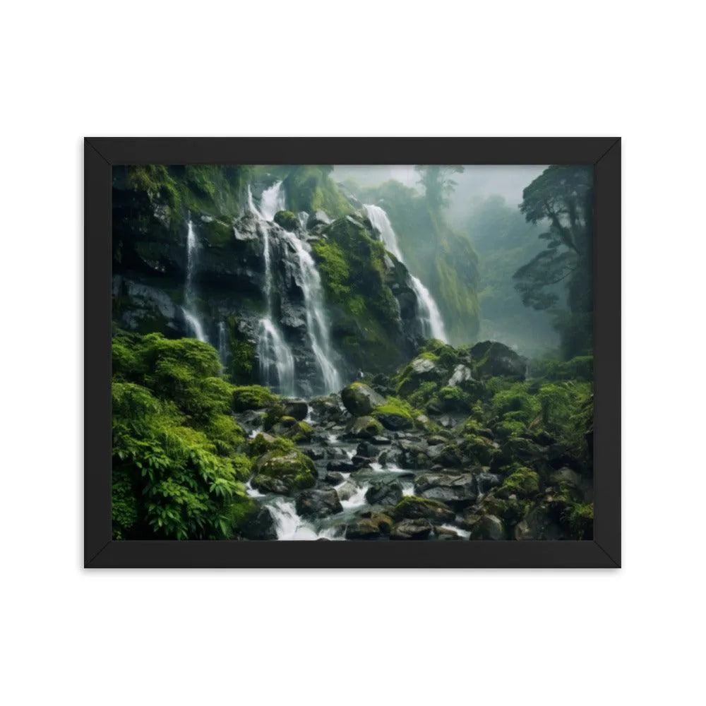 India Waterfall Forest Natural Framed Poster - Oh Posters