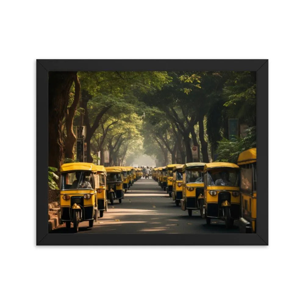 Indian Road with TukTuk Rickshaws Framed Poster - Oh Posters