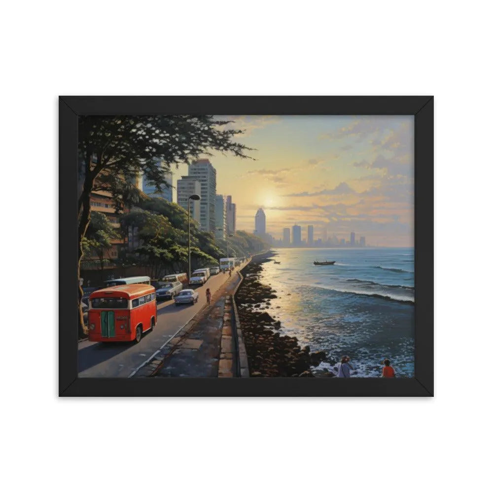 India Mumbai Marine Drive Painting Framed Poster - Oh Posters