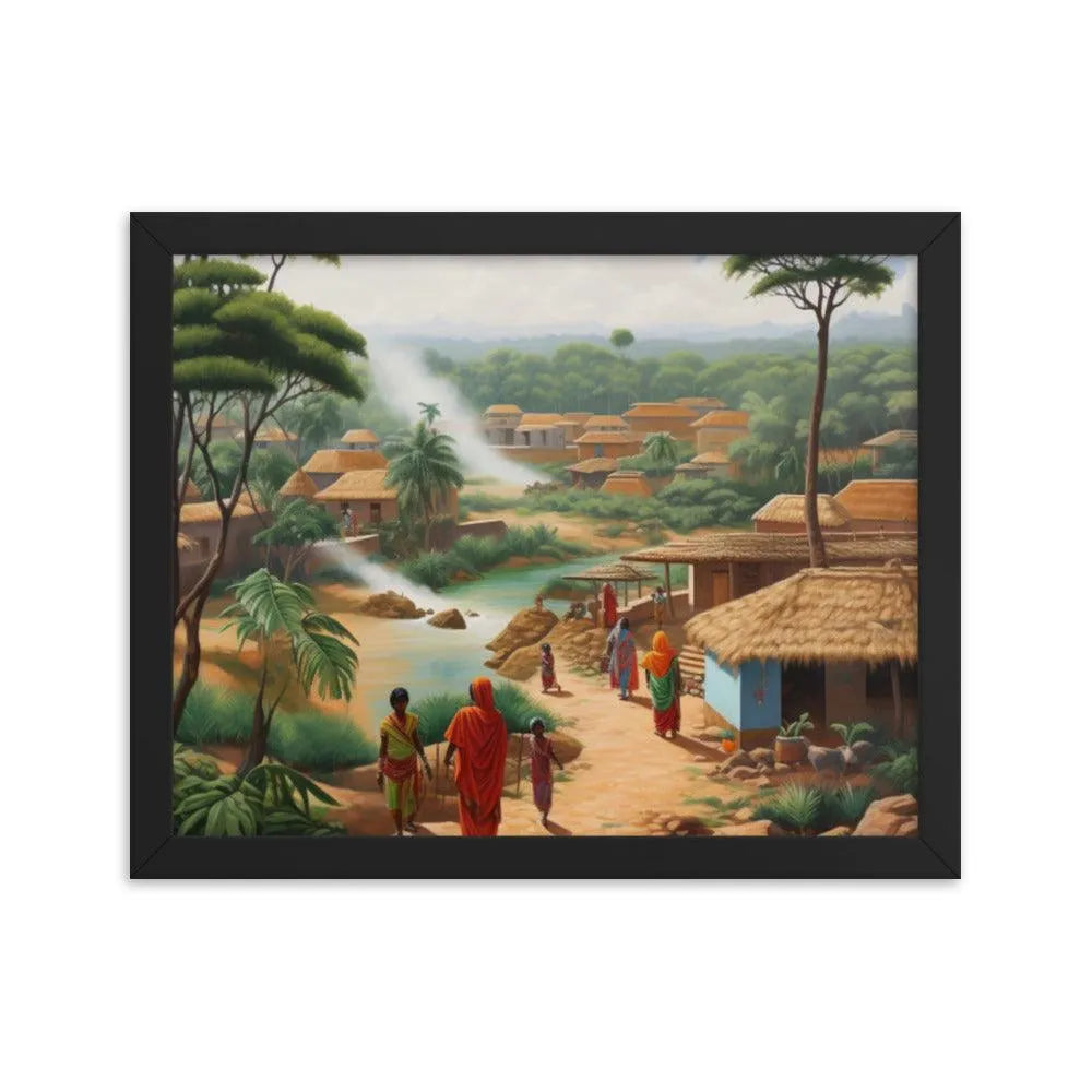 Indian Village Jungle Painting Framed Poster - Oh Posters