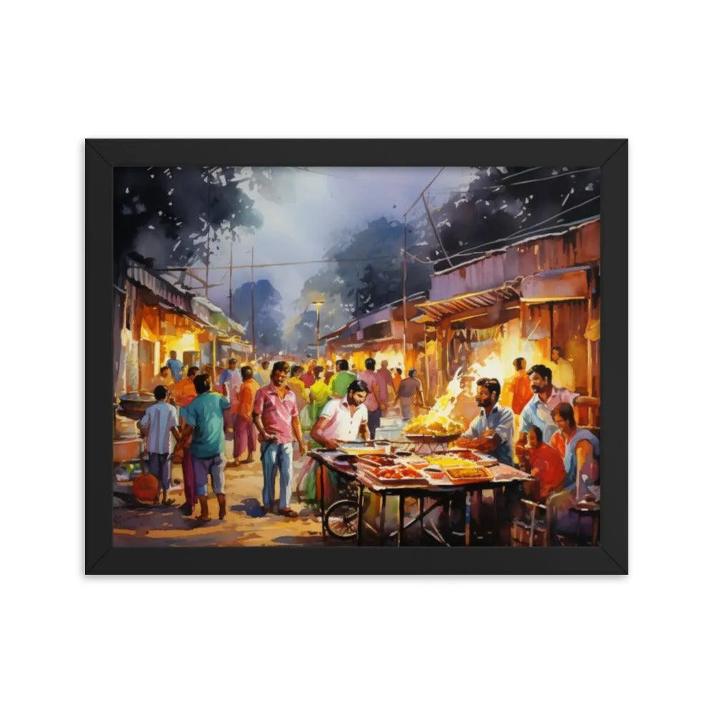 Indian Street Food Street Stalls Painting Framed Poster - Oh Posters