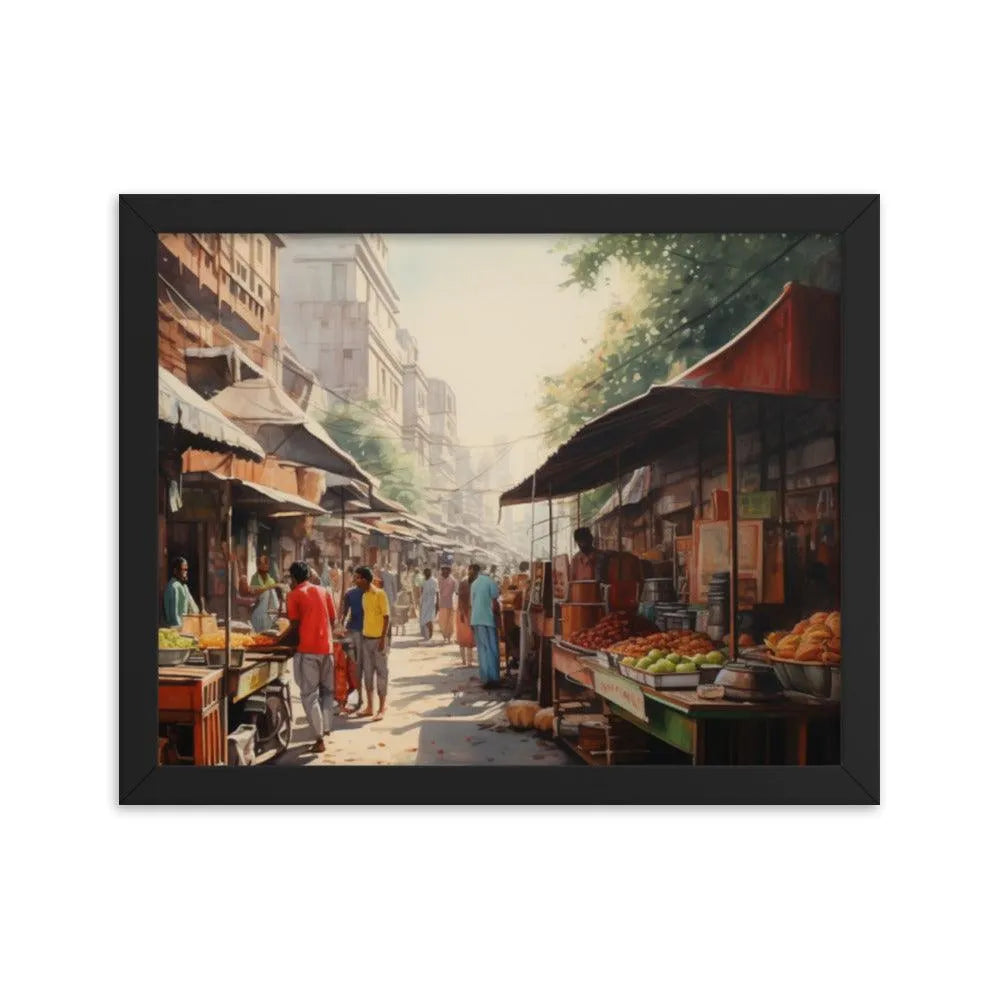 Indian Street Food Street Stalls Painting Framed Poster - Oh Posters