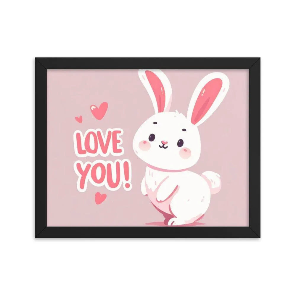 Bunny Rabbit Saying 'Love You' Framed Poster - Oh Posters
