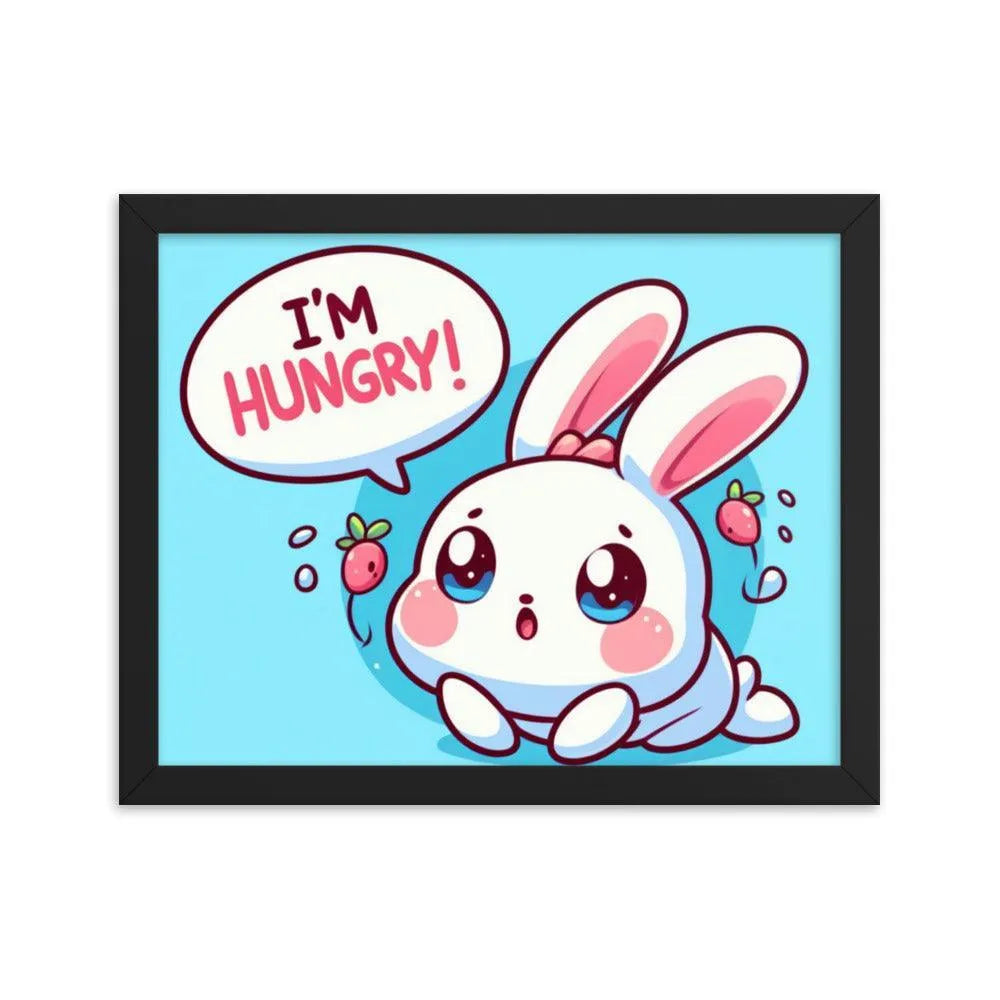 Bunny Rabbit Saying 'I'm Hungry' Framed Poster - Oh Posters
