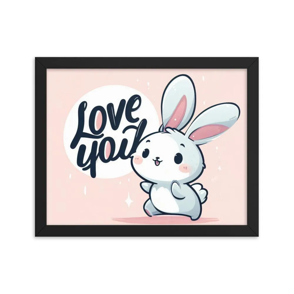 Bunny Rabbit Saying 'Love You' Framed Poster - Oh Posters