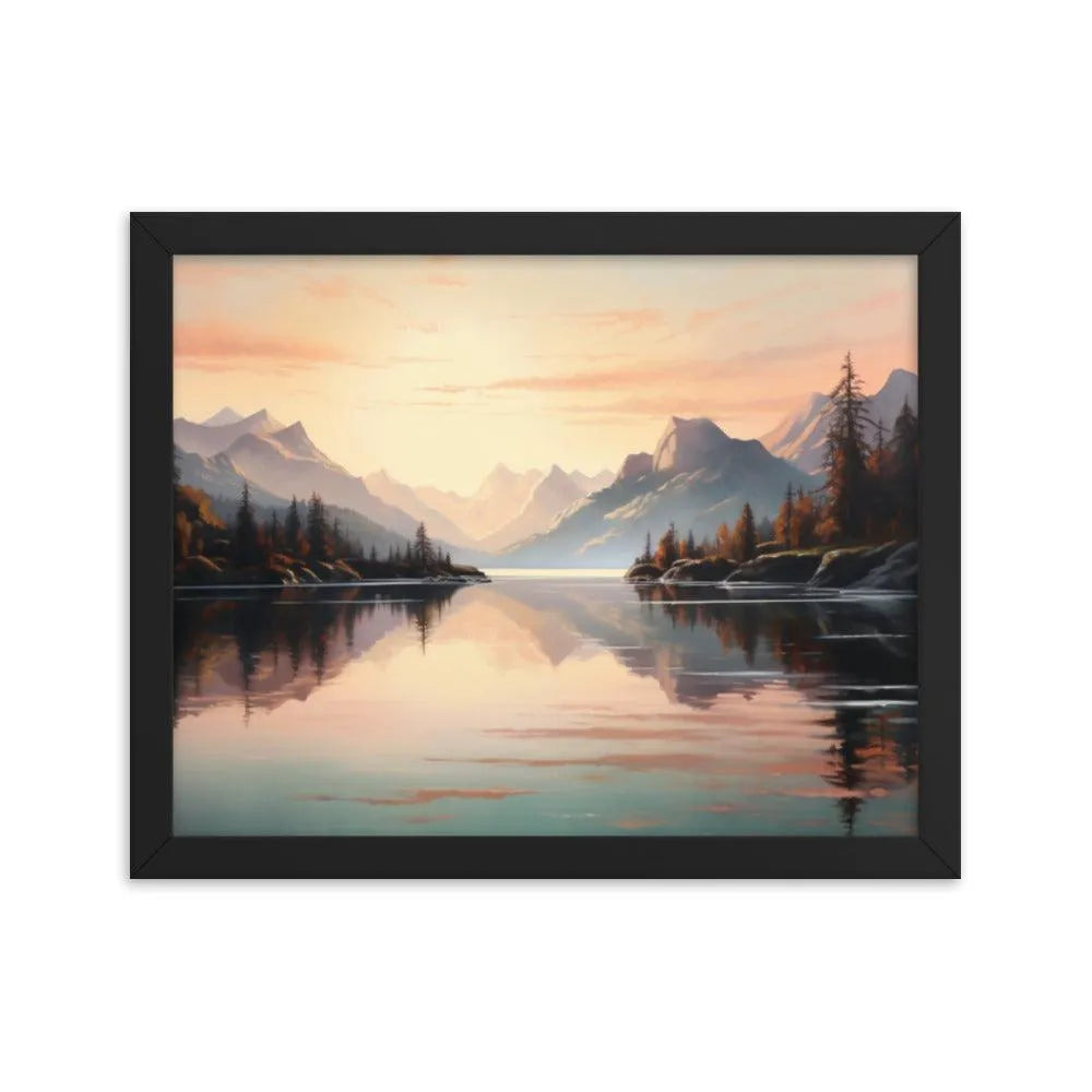 Lake Mountain Sunrise Nature Framed Poster - Oh Posters