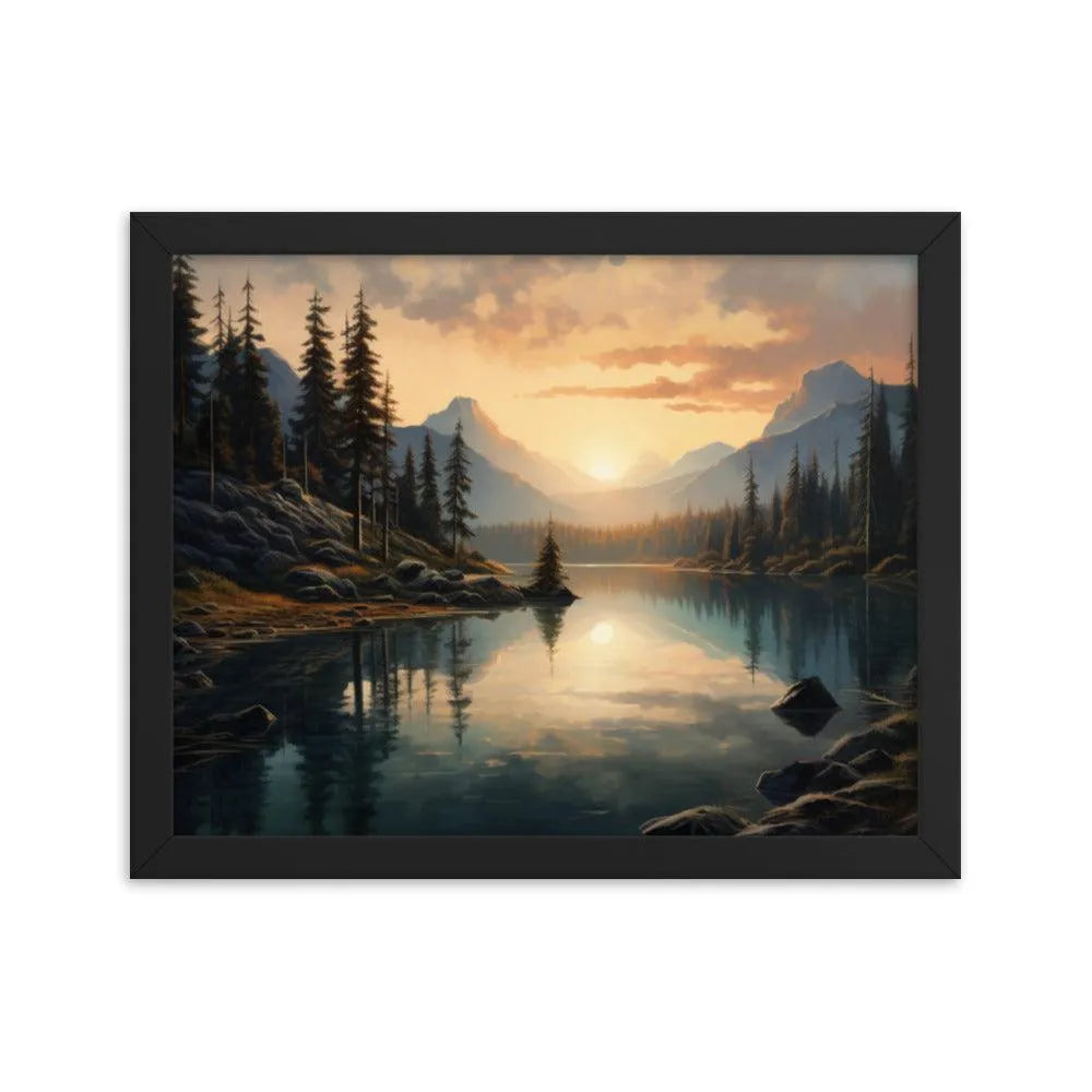 Lake Mountain Sunrise Nature Framed Poster - Oh Posters