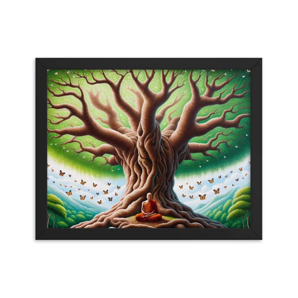 Meditation Serenity Tree Life Butterflies Art Framed Poster - Oh Posters