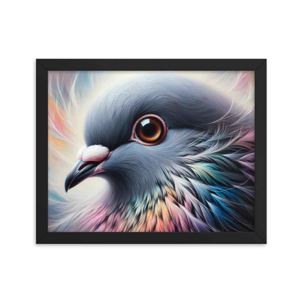 Colorful Pigeon Close-Up Portrait Framed Poster - Oh Posters