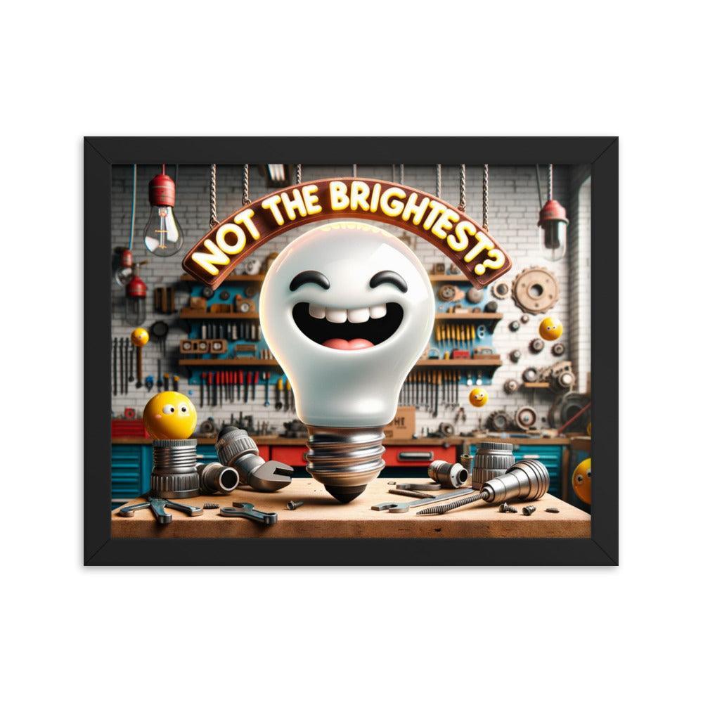 Cheeky Light Bulb 'Not the brightest?' Humour Funny Framed Poster - Oh Posters