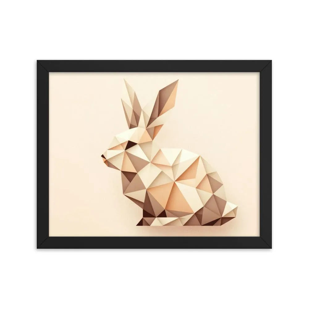 Geometric Beige Rabbit Minimalist Art Framed Poster - Oh Posters