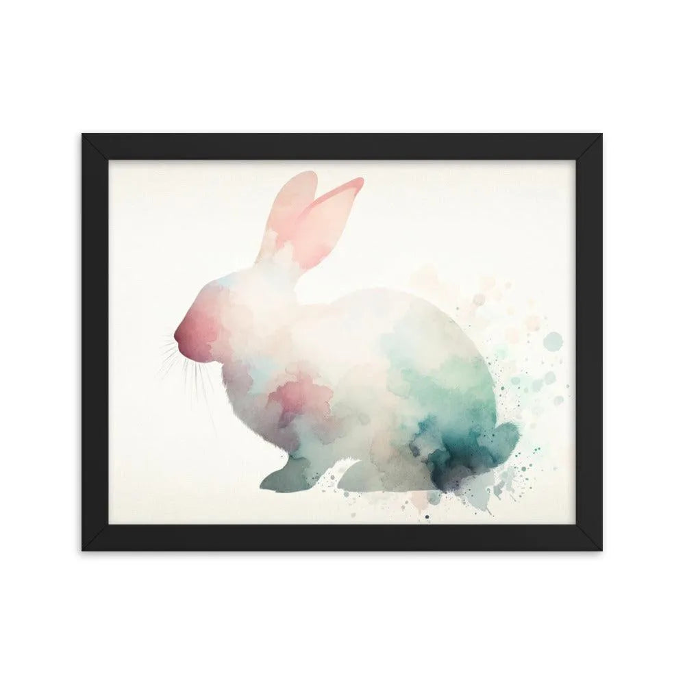 Pastel Watercolor Rabbit Silhouette Minimalistic Art Framed Poster - Oh Posters