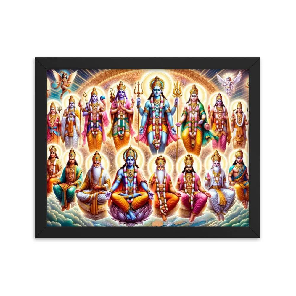 Dashavatara: Lord Vishnu's Divine Incarnations Hindu Art Framed Poster - Oh Posters