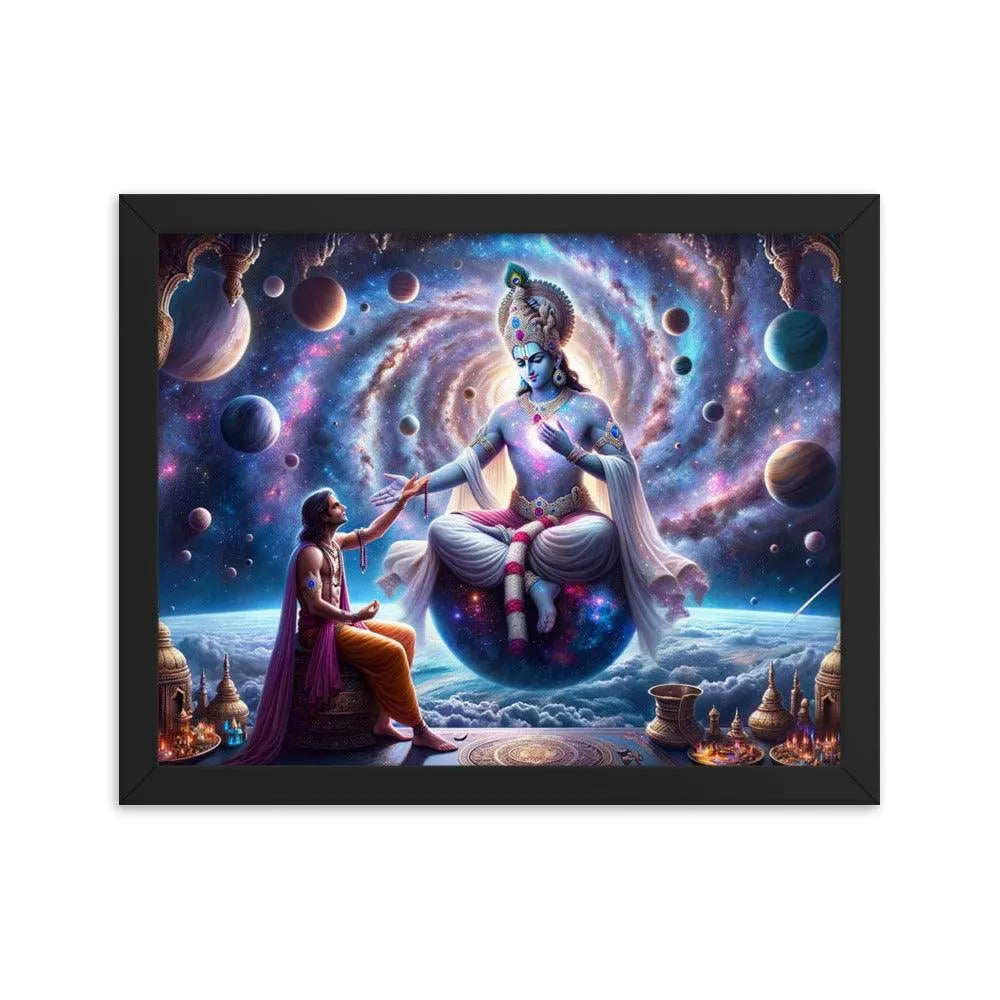 Lord Krishna's Cosmic Revelation Hindu Art Framed Poster - Oh Posters