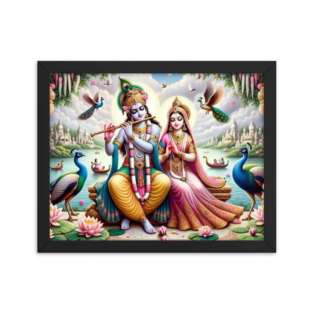 Lord Krishna and Radha Divine Love Hindu Framed Poster - Oh Posters