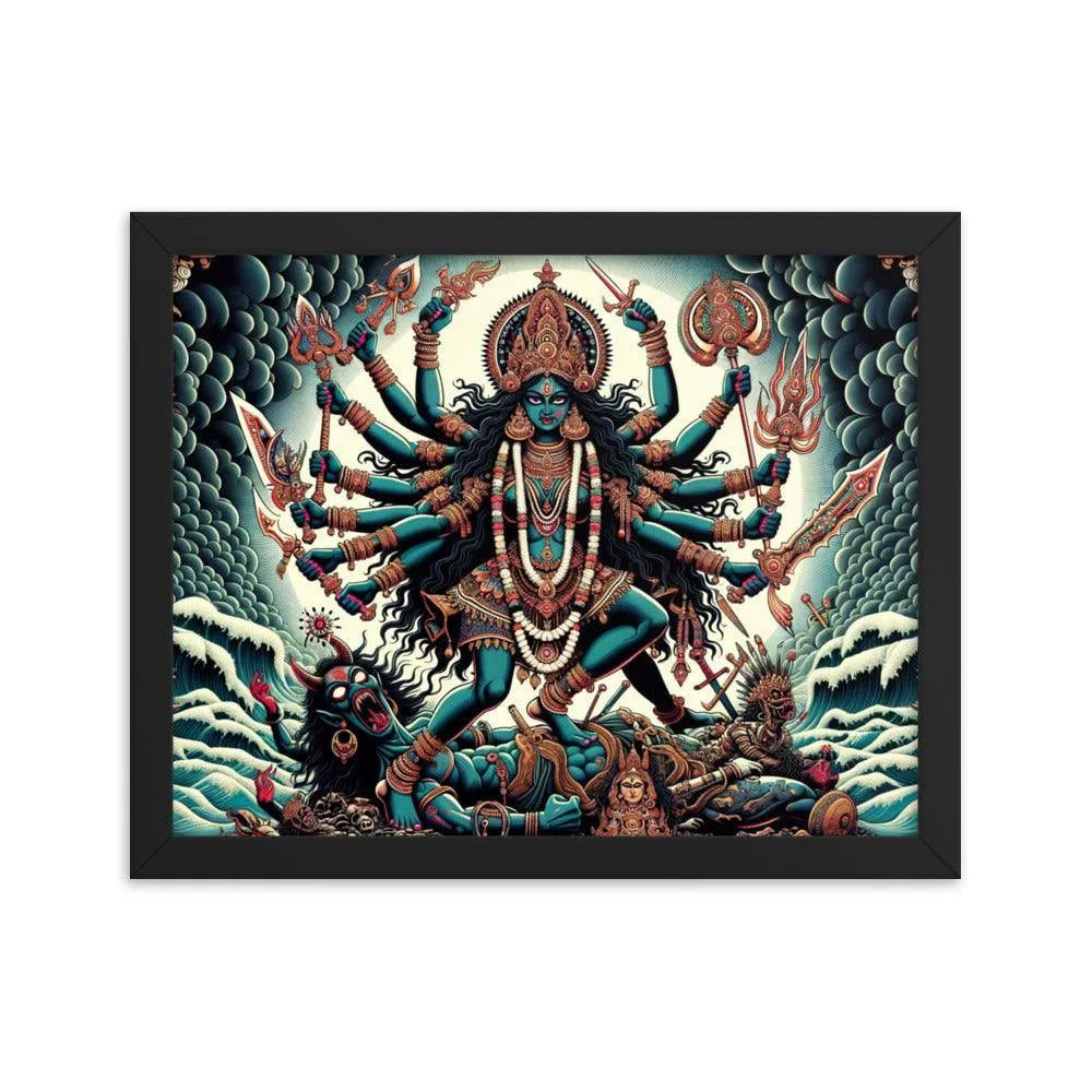 Goddess Kali Fierce Form Victory Hindu Artistic Framed Poster - Oh Posters