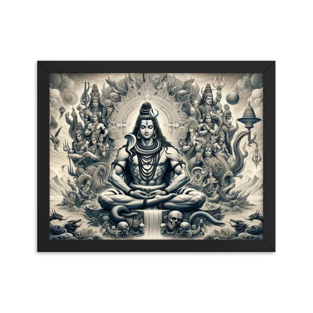 Hindu Lord Shiva Meditating Himalayan Serenity Divine Art Framed Poster - Oh Posters