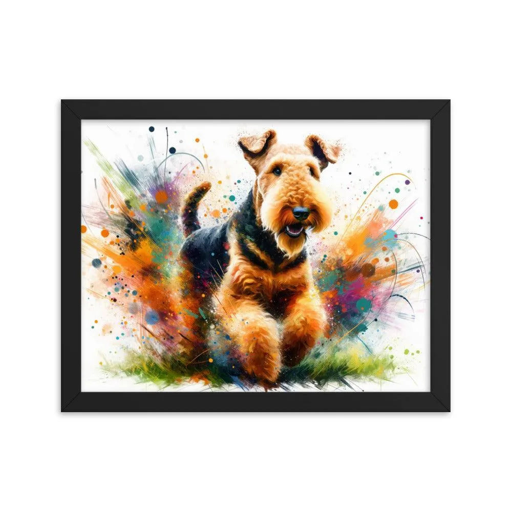 Joyful Airedale Terrier Colorful Artistic Depiction Framed Poster - Oh Posters