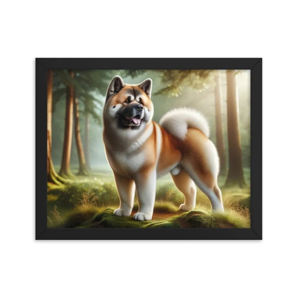 Photo-realistic Akita Standing Proudly in Natural Setting Framed Poster - Oh Posters