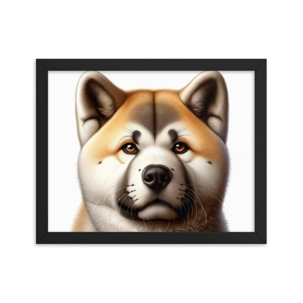 Realistic Akita Face Illustration Framed Poster - Oh Posters