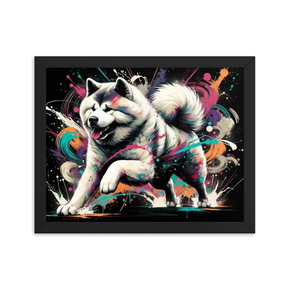 Energetic Akita Abstract Artwork Framed Poster - Oh Posters