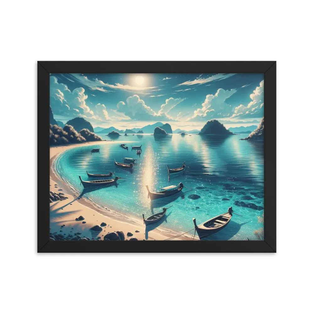 Secluded Shimmering Beach Digital Art Framed Poster - Oh Posters