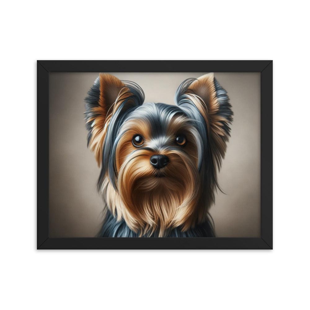 Close-Up Australian Silky Terrier Realistic Portrait Framed Poster - Oh Posters