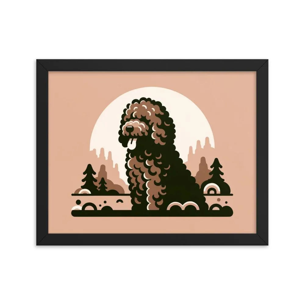 Minimalistic Barbet Dog Portrait Digital Art Framed Poster - Oh Posters