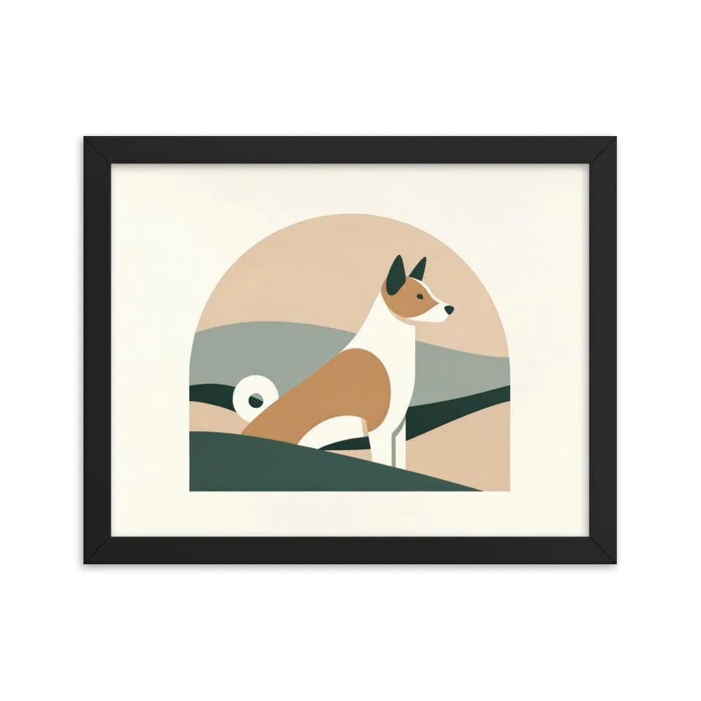 Geometric Basenji Dog Minimal Art Framed Poster - Oh Posters