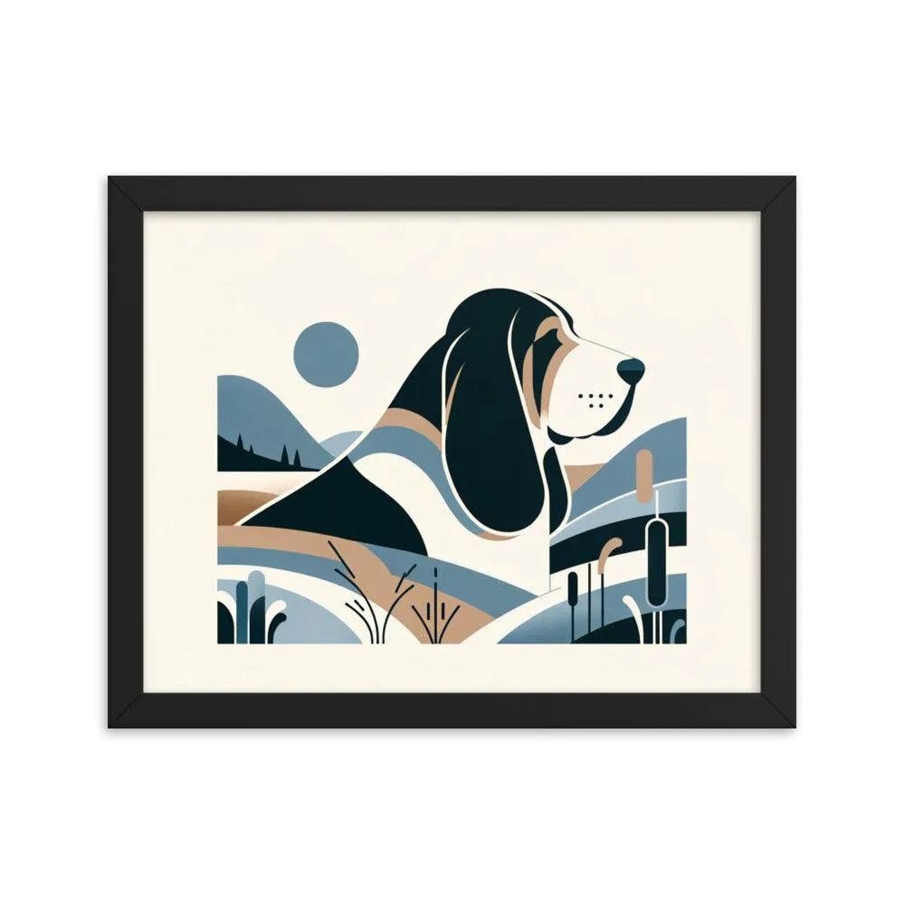 Minimalistic Basset Bleu de Gascogne Contemporary Art Framed Poster - Oh Posters