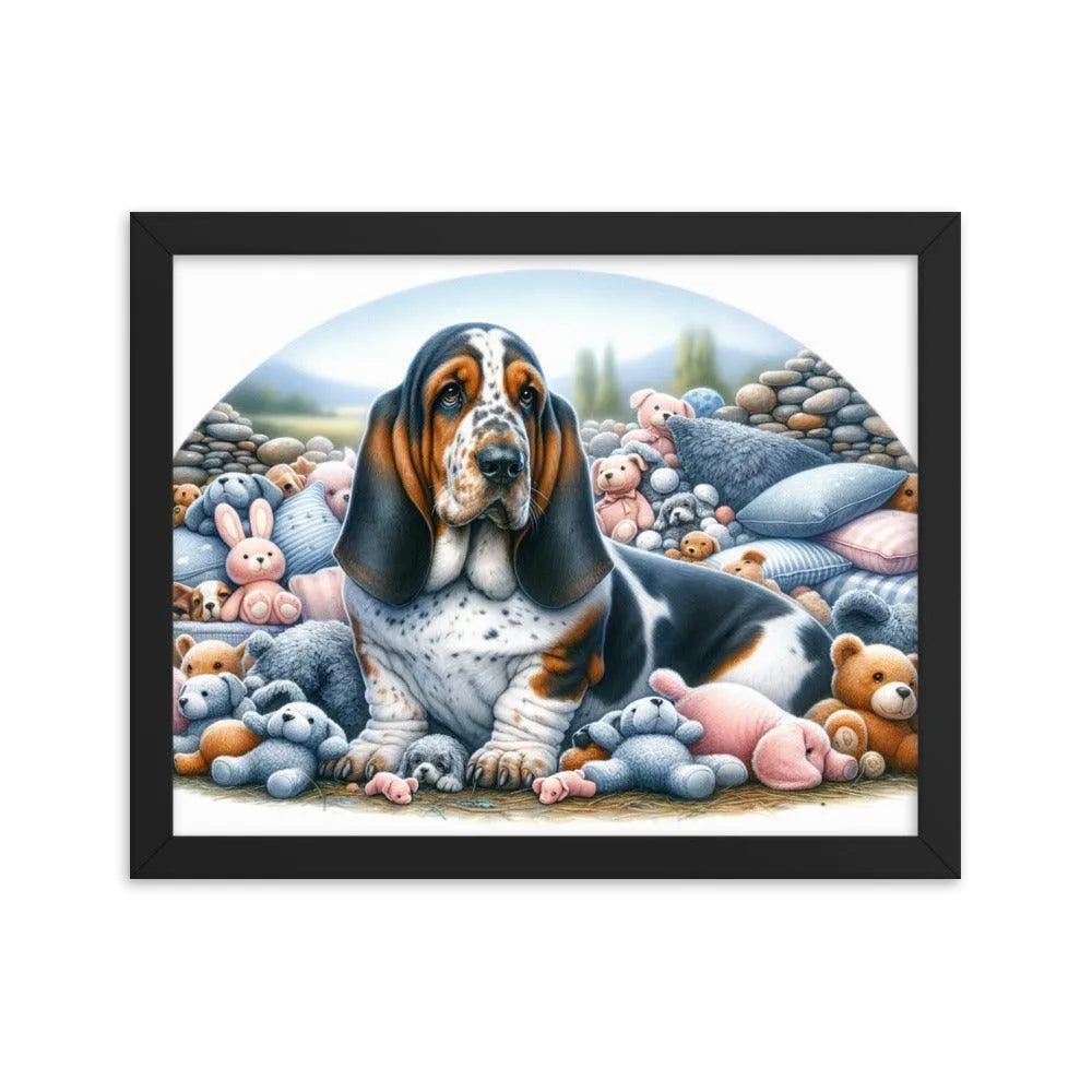 Cute and Cuddly Basset Bleu de Gascogne Art Framed Poster - Oh Posters