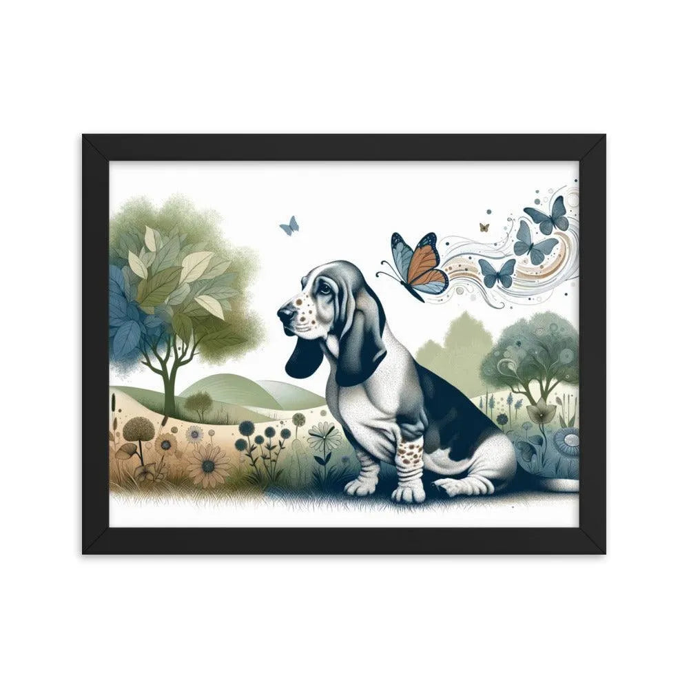 Harmonious Basset Bleu de Gascogne Landscape with a Twist Framed Poster - Oh Posters