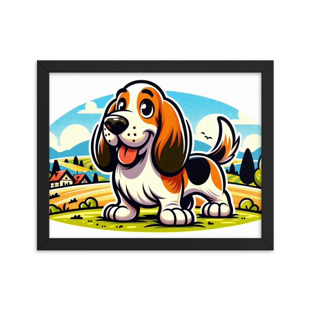 Playful Basset Fauve de Bretagne Cartoon Art Framed Poster - Oh Posters