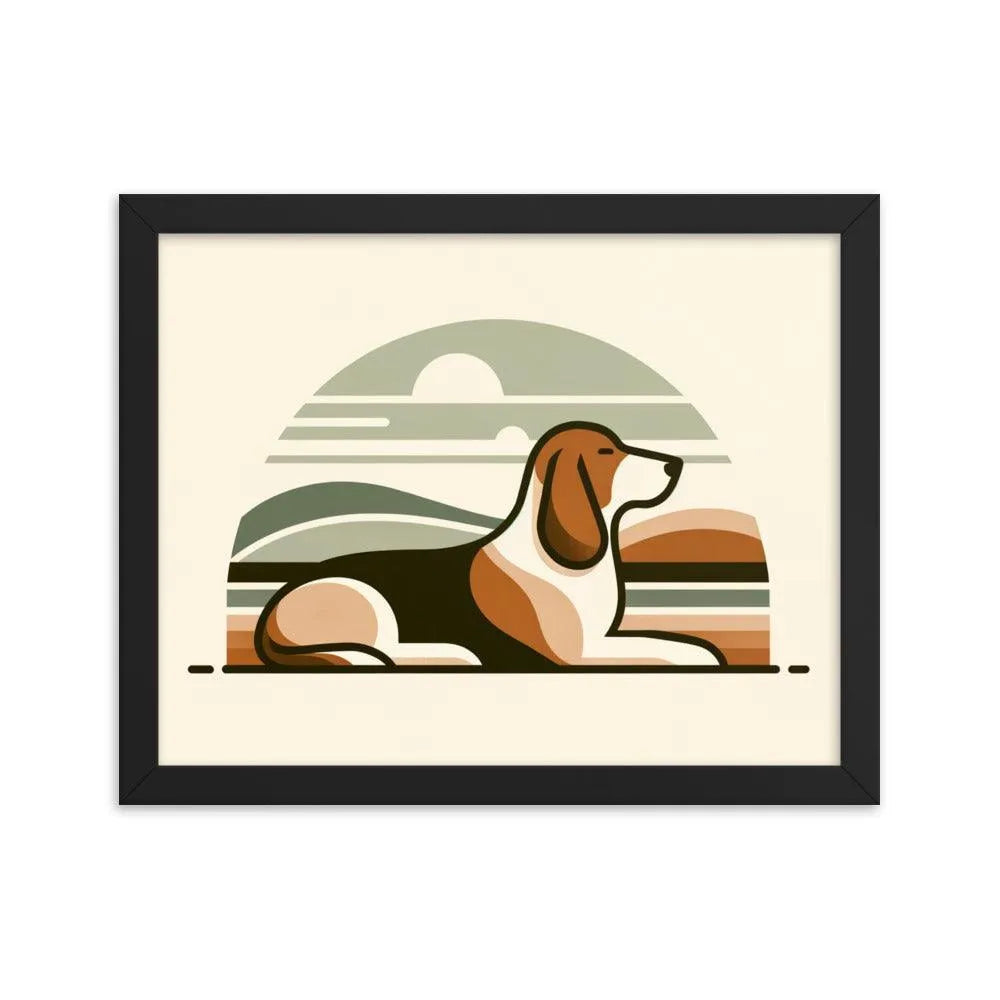 Elegant Basset Hound Minimalist Art Framed Poster - Oh Posters