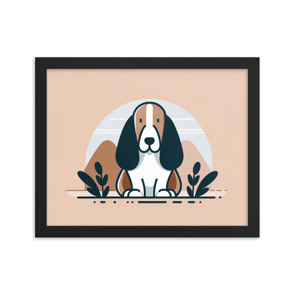 Charming Basset Hound Minimalist Art Framed Poster - Oh Posters