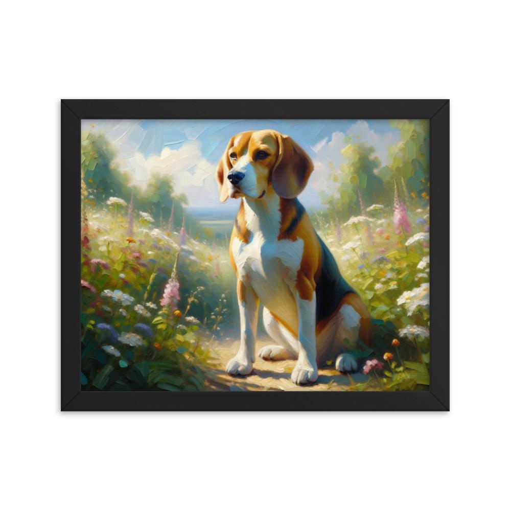 Graceful Beagle Oil Painting Framed Poster - Oh Posters