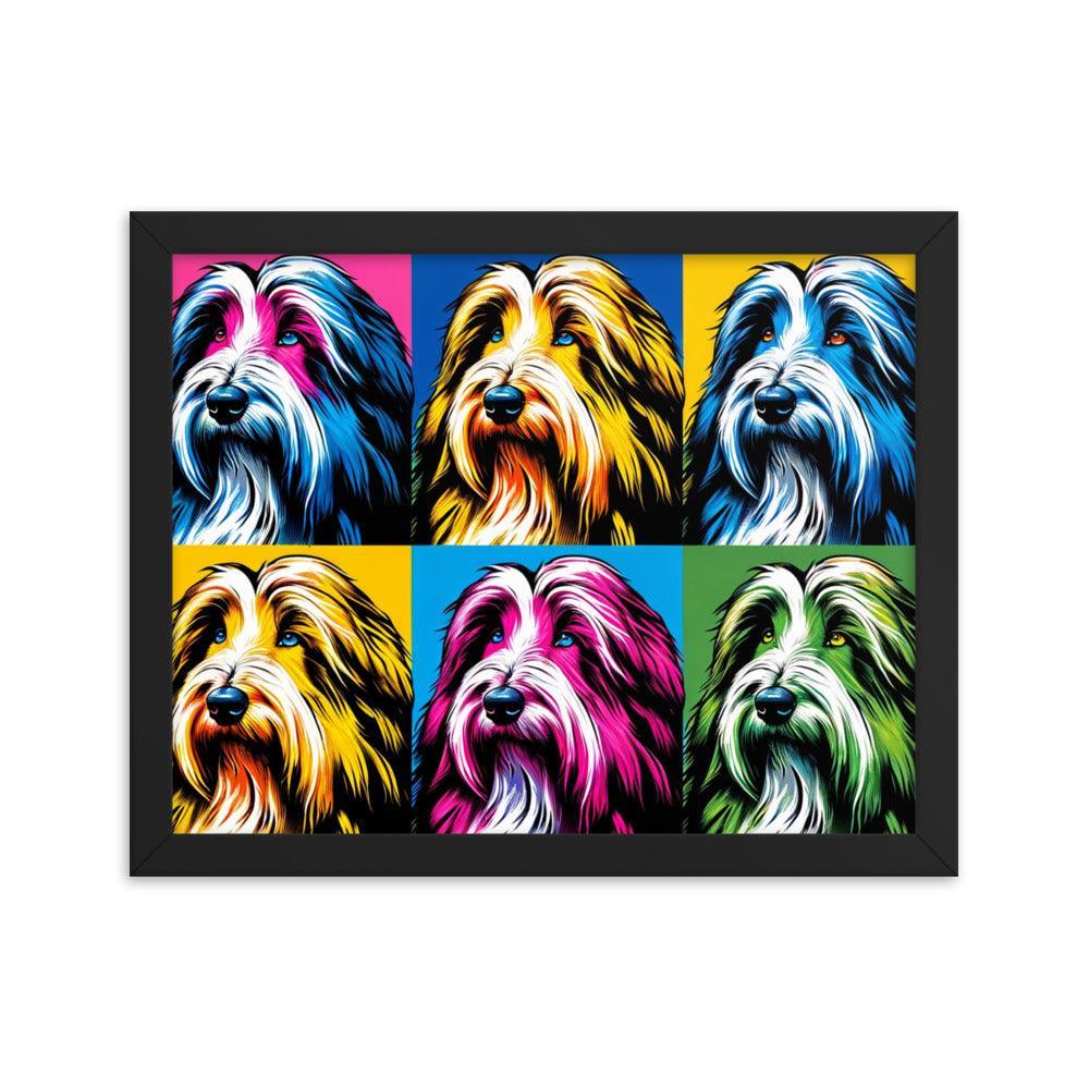 Colorful Collage Pop Art Bearded Collie Illustration Framed Poster - Oh Posters