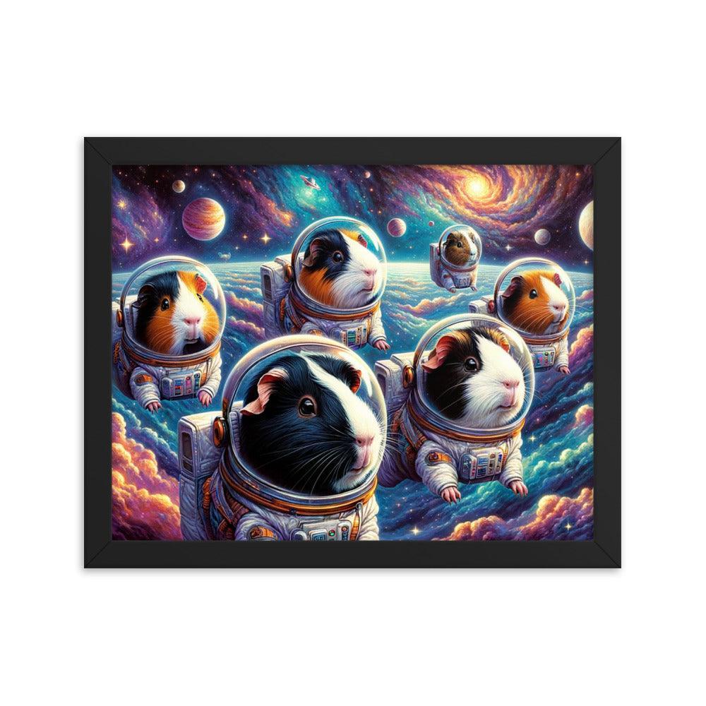 Guinea Pig Astronauts Cosmic Exploration Fantastical Framed Poster - Oh Posters