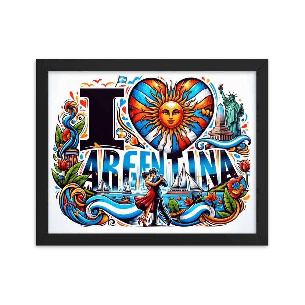 I Love Argentina Tango Dance and Landmarks Framed Poster - Oh Posters