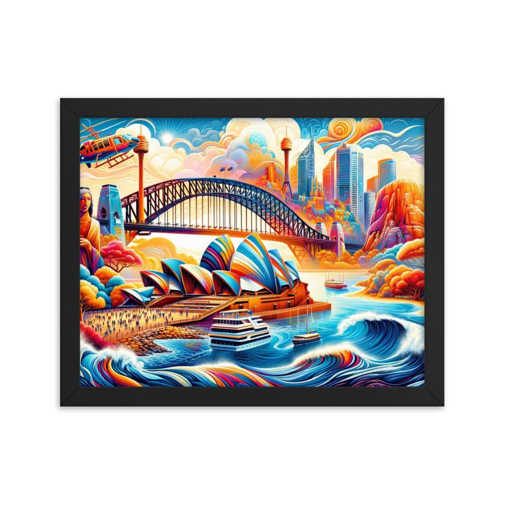 Sydney Harbour Surreal Scenery Vibrant Art Framed Poster - Oh Posters