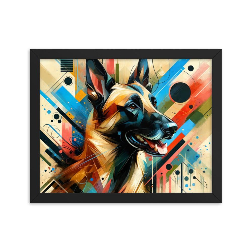 Geometric Belgian Malinois Abstract Art Framed Poster - Oh Posters