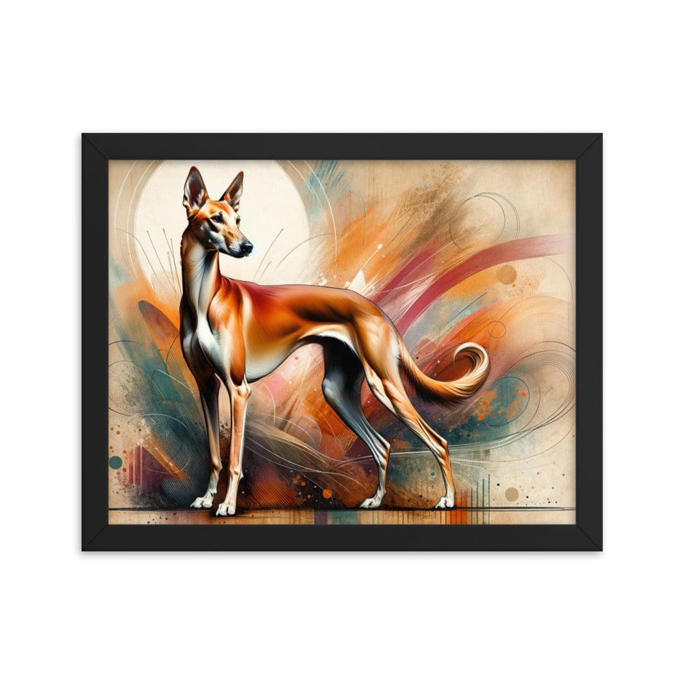 Graceful Azawakh Dog Art: Tall, Slender Build in Noble Pose, Warm Textured Background Framed Poster - Oh Posters