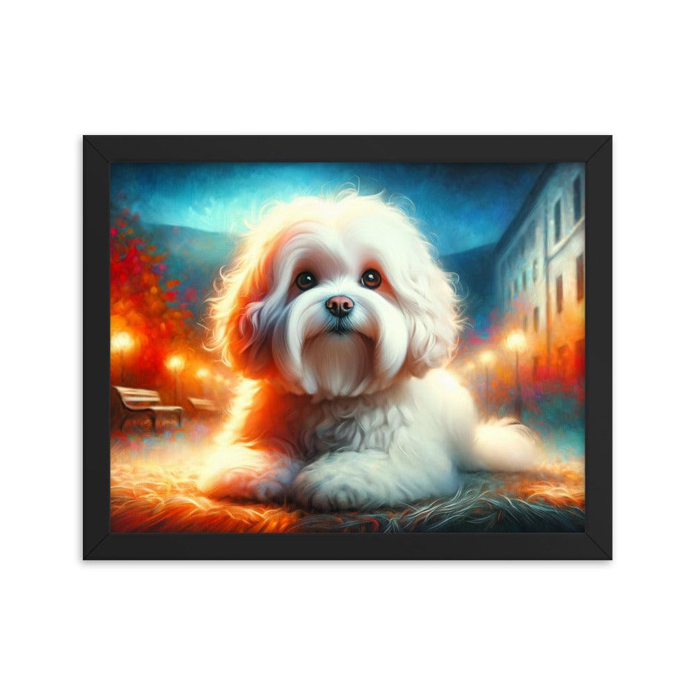 Enchanted Evening Bolognese Dog Dreamy Art Framed Poster - Oh Posters