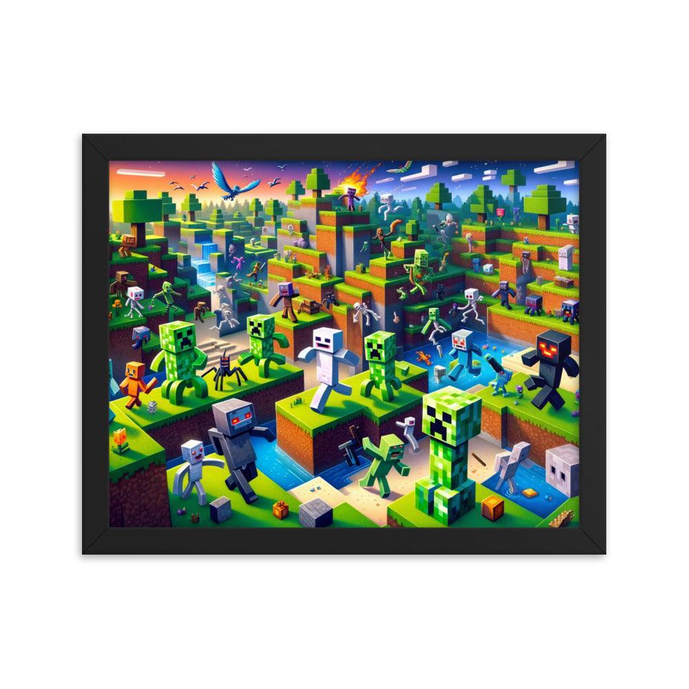 Minecraft Adventure Dynamic Character Action Framed Poster - Oh Posters