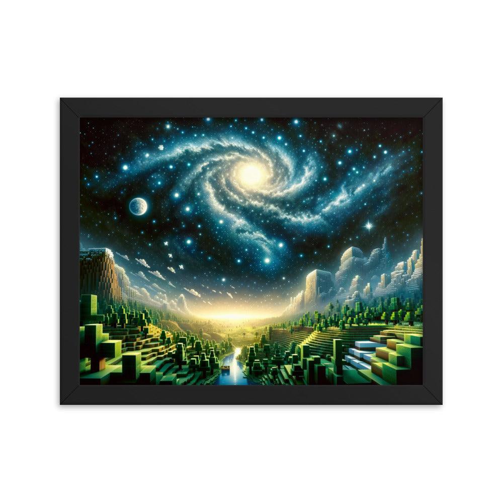 Galactic Spiral Minecraft Universe Digital Art Framed Poster - Oh Posters