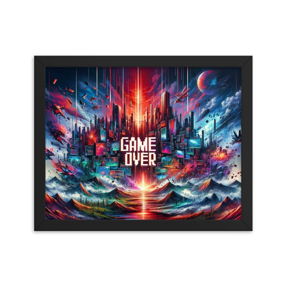 Gaming Apocalyptic Sci-Fi Cityscape Game Over Framed Poster - Oh Posters