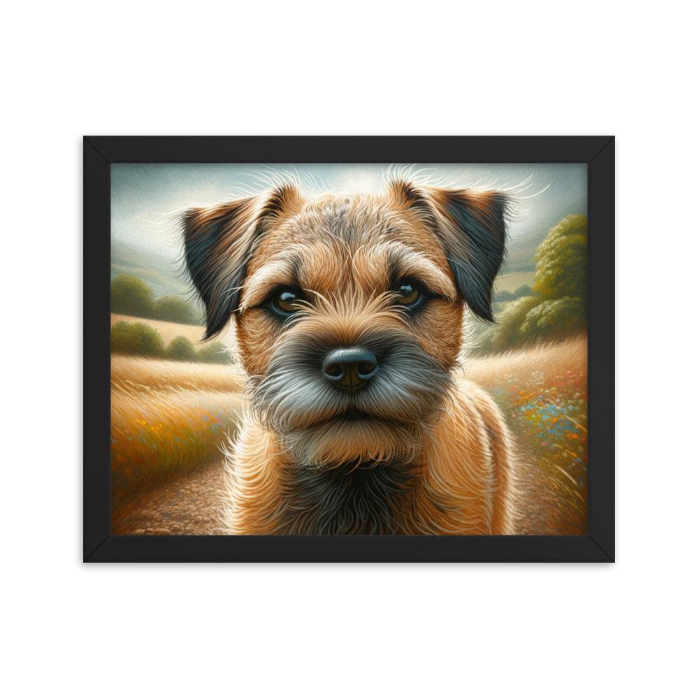 Border Terrier Golden Fields Gentle Gaze Art Framed Poster - Oh Posters