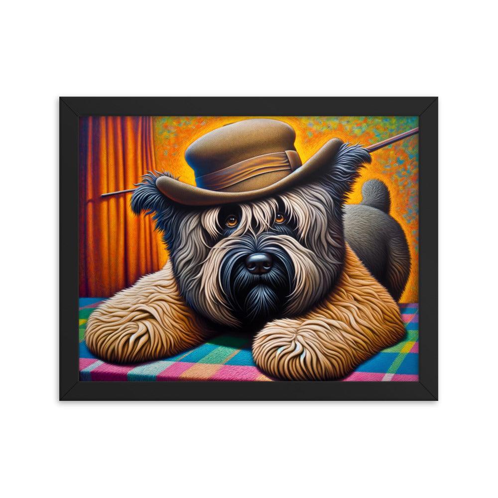 Bouvier Des Flandres Cowboy Hat Quirky Portrait Framed Poster - Oh Posters