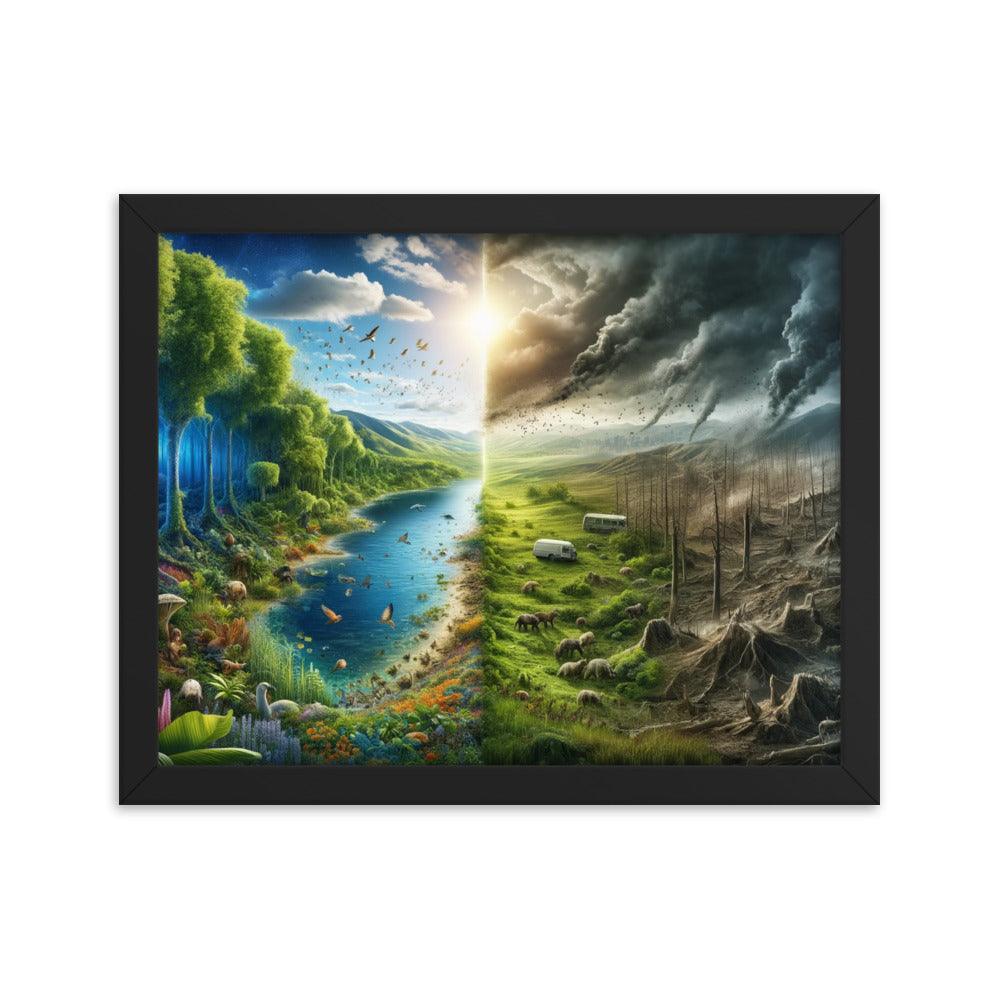 Climate Contrast Environmental Awareness Framed Poster - Oh Posters